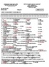 2 Đề thi học kỳ I môn tiếng Anh Lớp 11 - Năm học 2016-2017 - Trường THPT Lê Hữu Trác